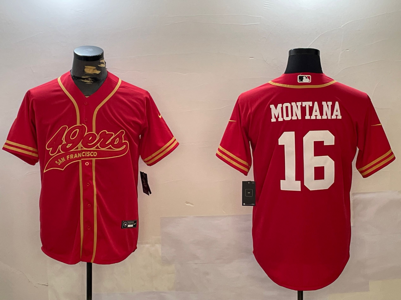 Men's San Francisco 49ers Joe Montana #16 Scarlet Team Jersey Men's San Francisco 49ers Joe Montana #16 Scarlet Team Jersey